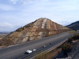 Bedding of Mesozoic sediments exposed in the famous I-70 roadcut west of Denver, CO. 