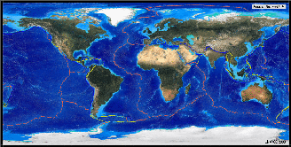 Relief map with plate boundaries, courtesy UNAVCO, JV Voyager, Jr., http://jules.unavco.org