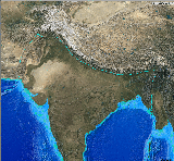 Himalayas mark the Indian-Eurasian collision zone, courtesy Jules Verne map server, http://jules.unavco.org