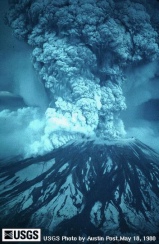 Mt. St. Helens erupting on May 18, 1980; courtesy Cascades Volcanologic Observatory, USGS