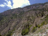 Sawatch Fm resting unconformably on Precambrian basement high in the norrth wall of Glenwood Canyon