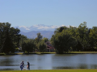 Mount Evans from Washington Park in Denver, CO