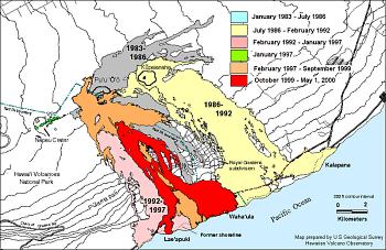 Pu'u O'o flow-field map as of May, 2000